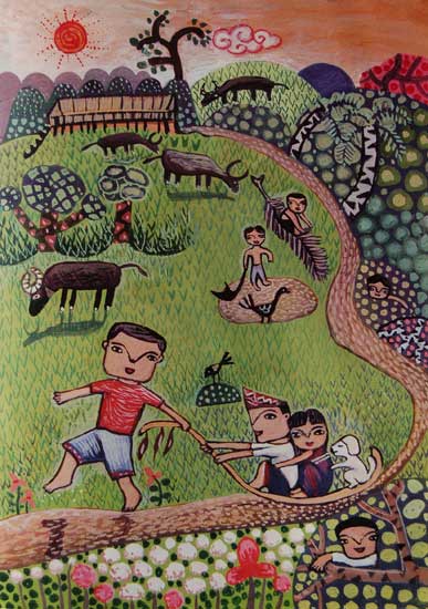 Illustration from Longhouse Days, by Jainal Amambing