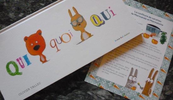 'Qui Quoi Qui' by Olivier Tallec (Actes Sud Junior (France), 2014) for Playing by the Book's book swap for International Book Giving Day  2015